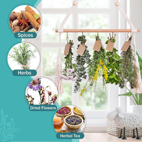 PROTITOUS 2pack 25PCS 32ft Herb Drying Rack Flower Drying with Brown Gift Tags and Natural Jute Twine herb Dryer,Herb