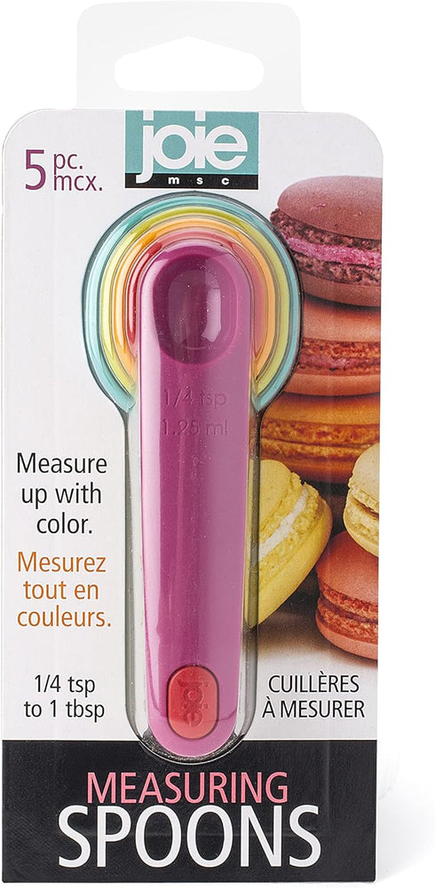 Joie Measuring Spoons - Assorted Colors, 5-Piece Set with Imperial and Metric Measurements