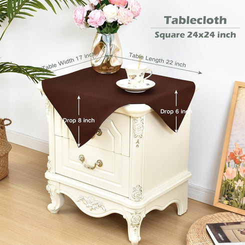 2 Pack 24 24 Inch Small Square Tablecloth x Washable Polyester Table Cloth Solid Chocolate Heavy Duty Fabric End Table