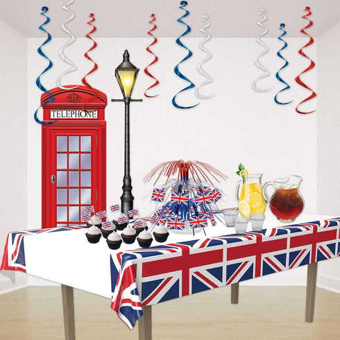 Beistle 2-Pack Union Jack Rectangular Plastic Tablecovers, 54” x 108” Royal English Party Decorations