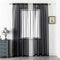 DUALIFE Black Sheer Curtains 72 Inch Length, Set of 2 Panels Rod Pocket Faux Linen Semi Translucent for Living Room