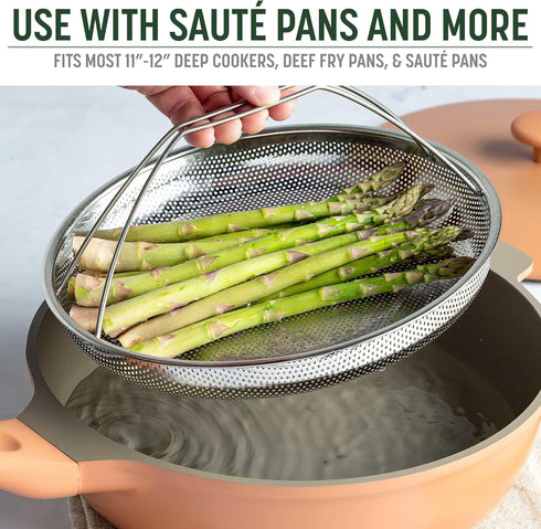 Goodful All-In-One Pan Steamer Basket - Premium Stainless Steel, Dishwasher Safe, Perfect for Steaming Vegetables