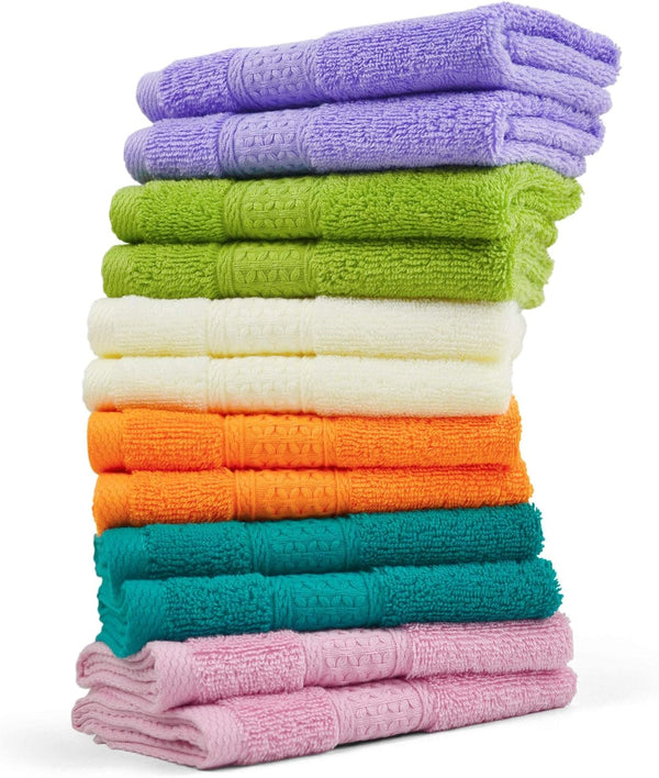Cleanbear Face Cloths 12 Pack Washcloths 100% Cotton Wash Cloth for Face
