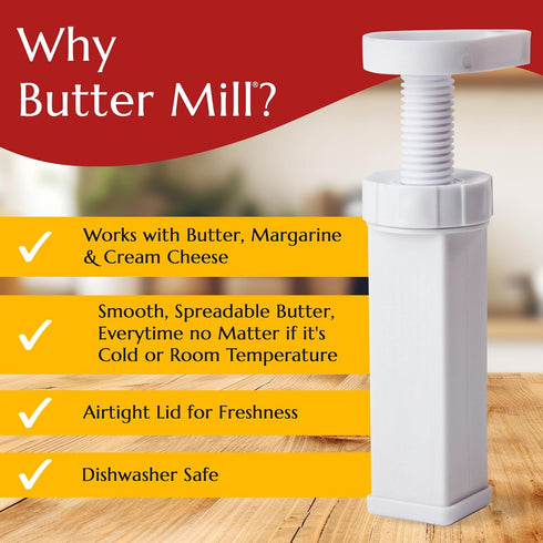 Max Space Butter Mill Butter Dispenser Stick, Twist to Spread Thin Butter Ribbons