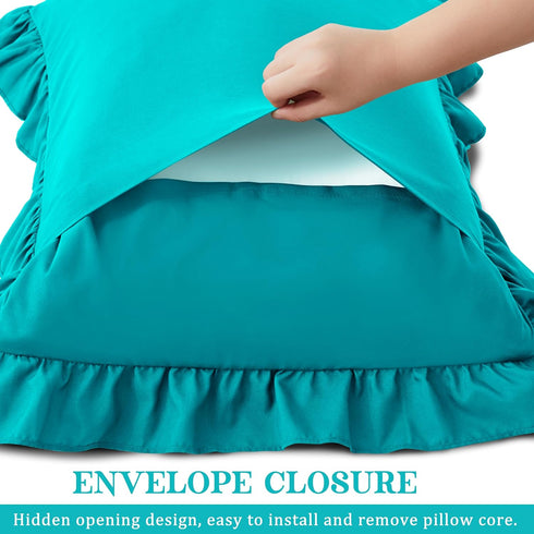 Set 1, 20" 54", KKJIAF Ruffle Body Pillow Cases of Ruffled Pillow Covers with Envelope Closure, Wrinkle Resistant