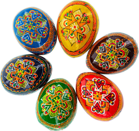 Set 6 2.5 Inches BestPysanky of Folk Art Patterns Wooden Ukrainian Easter Eggs