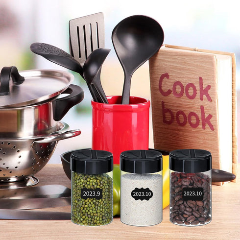 Uiifan 18 Pack 10 oz Spice Jars with Black Lids, Clear Plastic Spice Containers with Shaker Lids for Kitchen