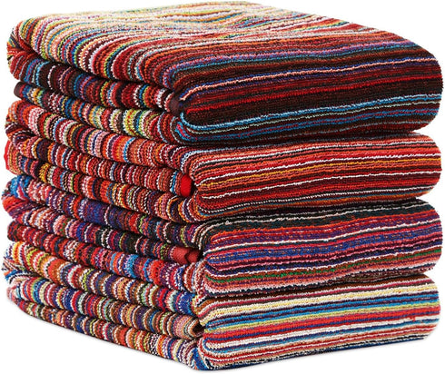 BolBom*S Set 4 Pack,30 60 Inches 100% Bath Towel x Large Cotton Stripe Bath Towel Soft,Absorbent and Quick Dry Towels