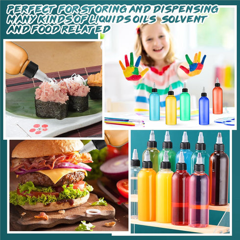 20 2oz Tanlade Pcs Plastic Squeeze Bottles Bulk Boston Dispensing Empty Hair Oil Bottles with Twist Cap for Essential