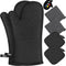 IXO 6Pcs Oven Mitts and Pot Holders, 500? Heat Resistant with Soft Cotton Lining and Non-Slip Silicone Surface
