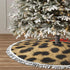 Christmas Tree Skirt 48" Inch Leopard Animal Print Xmas Tree Skirt Mat with White Tassel for Holiday Decorations