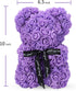 LINKLO Rose Bear, 10 inch Artificial Rose Flower Bear Gift for Wedding, Mothers Day, Anniversary (Purple)