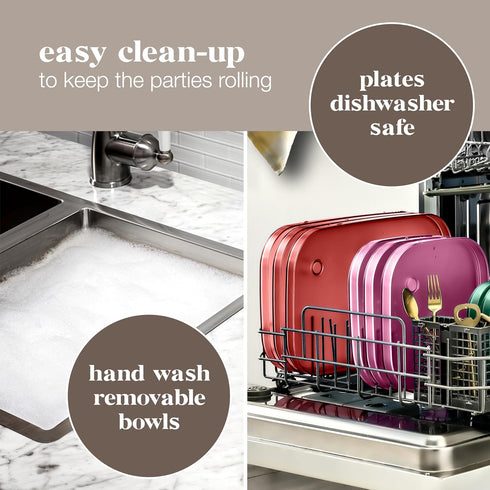 madesmart dipware Small Serving Tray with Removable Dip Bowl for Snacks; Reusable Serving Tray with Multipurpose Bowl,