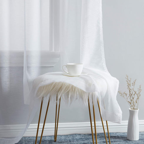 HLC.ME Lauren Semi Sheer Light Filtering Pocket Top & Back Tab Curtains - 2 Panels (54 x 63 Inch, White) for Bedroom &