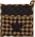 VHC Brands Black Star Cotton Pot Holder, 8x8, Black