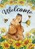 Welcome Spring Summer Golden Retriever Dog Garden Flag, Pet Sunflowers Bee Decorations, 12x18 Double Sided