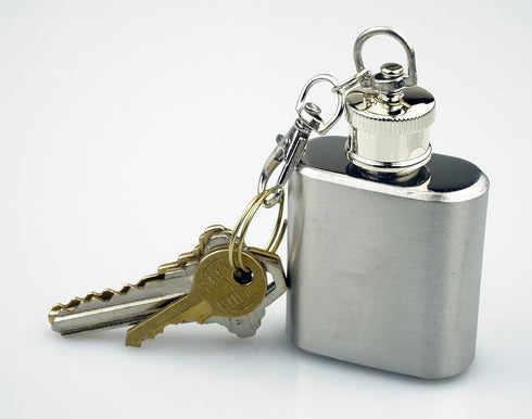 SE Stainless Steel Drinking Hip Flask, 1 oz, with Attached Screw Cap for Camping and Events