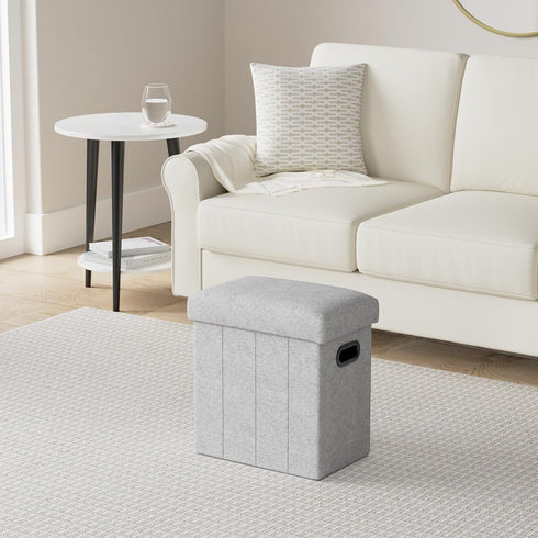 16.5x16.5x10.6in COSYLAND Ottoman with Storage Collapsible Fabric - Footrest Foot Stool for Room, Slim Tall Folding