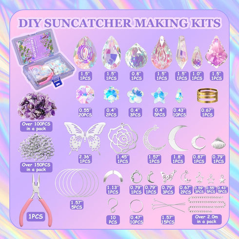 400pcs DIY Suncatcher Kit Sun Catchers Making Kit Supplies Art and Crafts for Adults With Tutorial Hanging Prism Sun