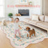 5X7 Pink Floral Rug for Girls Bedroom or Nursery, Scalloped Washable Non-Slip Area Rug, Cute Soft Boho Carpet for Kids