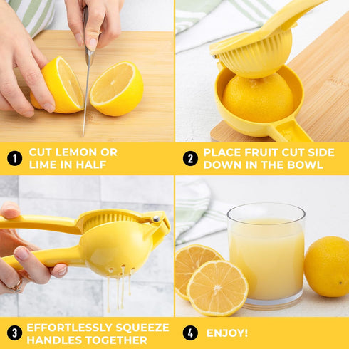 Zulay Kitchen Metal Lemon Squeezer - Handheld Lemon Juicer Squeezer - Easy to Use Citrus Juicer - Manual Press