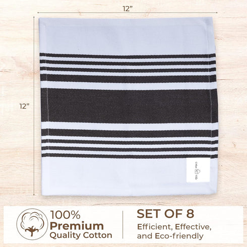 Set 8, 12x12 Inch Urban Villa Cotton Dish Cloth of Highly Absorbent Super Soft Quick Drying Dish Cloths for Kitchen