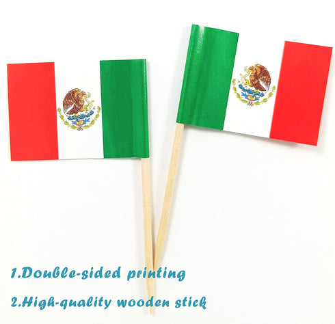 JBCD Mexico Toothpick Flag - Mexican Mini Small Cupcake Topper Flags, 200pcs