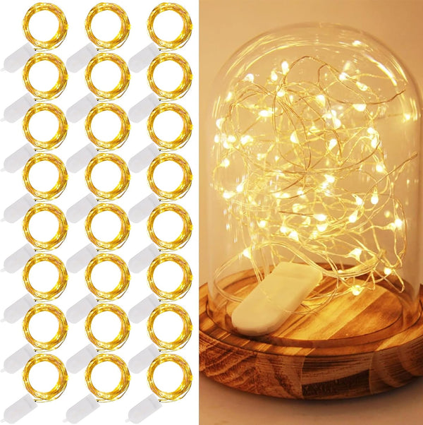 WATERGLIDE 24 Pack Fairy Lights Battery Operated (Included), 7 ft 20 LED