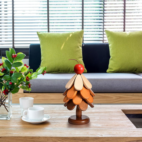 Set Wooden Christmas Tree Shaped Coasters for Home Dcor, Enterway Decor, Dinner Table or Coffee Table Dcor. Wooden