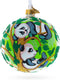 Panda Bears on Tree Branch Glass Ball Christmas Ornament, 4 Inches