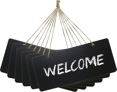 Chalkboard Hanging Signs - Erasable Wood Rectangle Small Vintage Rustic Blackboard for Wedding, Bar, Restaurant,