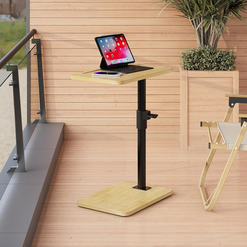 2Pcs 360 (2PCS, Sofa Armrest Tray Table - Bamboo Swivel TV Trays - Height Adjustable Side Table for Bed or Chair