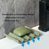 Draining Ceramic Soap Dish - Fluted Design, Bar Soap Holder for Shower & Bathroom, Soap Saver Sponge Lift, Green