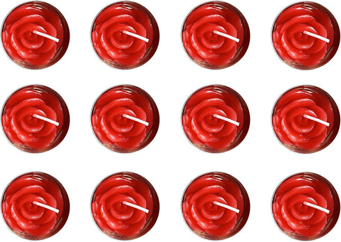 Rose Tealight Candles, 12 Pieces Handmade Delicate Flower Candles with 100PCS Silk Rose Petals for Weddings,