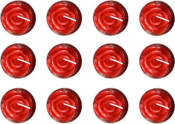 Rose Tealight Candles, 12 Pieces Handmade Delicate Flower Candles with 100PCS Silk Rose Petals for Weddings,
