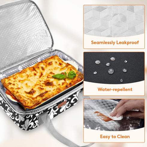 Lifewit Casserole Carrier, Insulated Food Carrier for Hot or Cold Food, Fits 9"x13" Baking Dish, Black