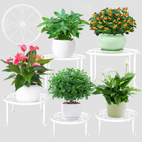 Plant Stands 5 Pack White Metal Plant Stand for Outdoor Indoor Plants
