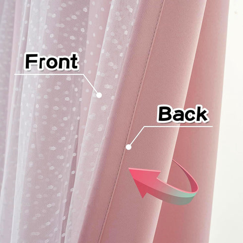 Grommet 52x84 Inch, 2 MYSKY HOME Pink Blackout Curtains for Girls Bedroom & Nursery Kids Blush Princess Double Layer