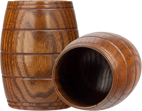 IUAQDP 2 Pieces Novelty Wood Barrel Shaped Wooden Drinking Beer Tea Cup, Home Decor Camping Cup