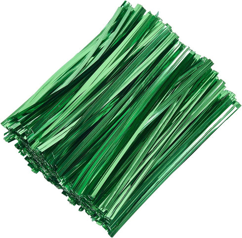 800pcs 4" Metallic Twist Ties (Green) for Bakery, Candy Bags, Coffee Bags, Goodie Bags