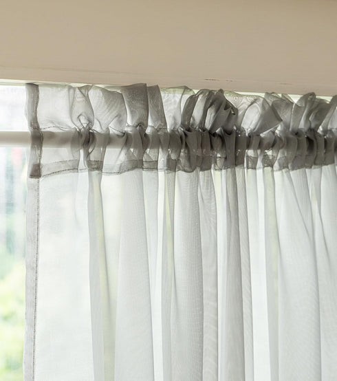 Aquazolax Thin Sheer French Door Curtain Panel, Elegant Solid Voile Curtain 54x40 Inches with Tieback - 1 Panel, Grey
