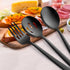 E-far 6-Piece Matte Black Serving Utensils Set, 8.7 Inch Stainless Steel Hostess Spoons and Forks