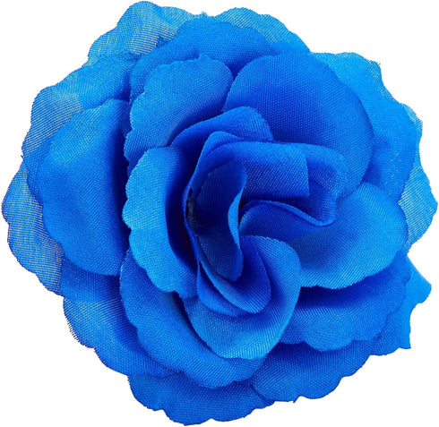 Bright Creations Blue Roses Artificial Flowers, Set of 50 Stemless Silk Roses, Royal Blue Faux Bouquet Decor