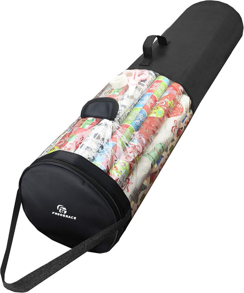 Freegrace Large Gift Wrap Organizer | 9" x 40.9" Wrapping Paper Rolls Storage Bag, Tearproof Under Bed Organization