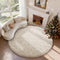 Ophanie Round Rugs 5Ft Ivory Circle Area Rug, Nursery Room Decor, Christmas