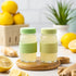 2oz, Juice Shot Containers, Glass, Clear, Colored Lids & Silicone Grip Bands, Beverage Storage, Juicing, Ginger