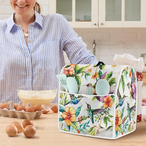 Hummingbird Flower Stand Mixer Cover, Stylish Kitchen Appliance Dust Covers, Waterproof and Stain Resistant