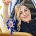 LUCKBOOSTIUM Evil Eye Horseshoe Hanging Ornament - Blue Charm & Horseshoe with Crystal for Luck & Protection