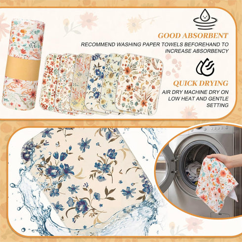 30 Redbaker Pcs Reusable Paper Towels Rolls Towels Bulk Kitchen Washable Paperless Cloth Cotton Hand Napkins