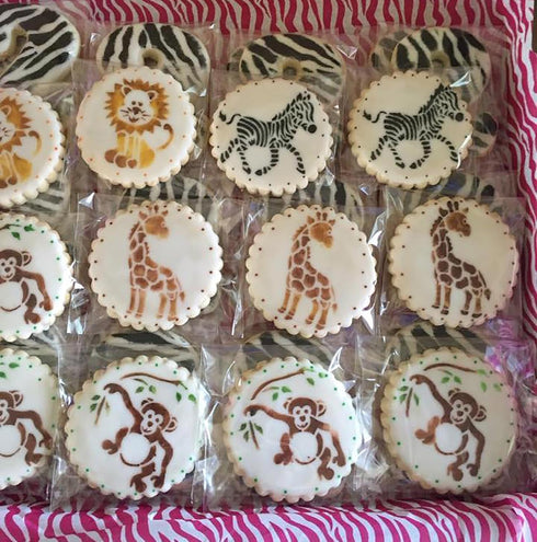 Designer Stencils Jungle Animals Cookie, Beige/Semi-Transparent, Fits 3" Circle